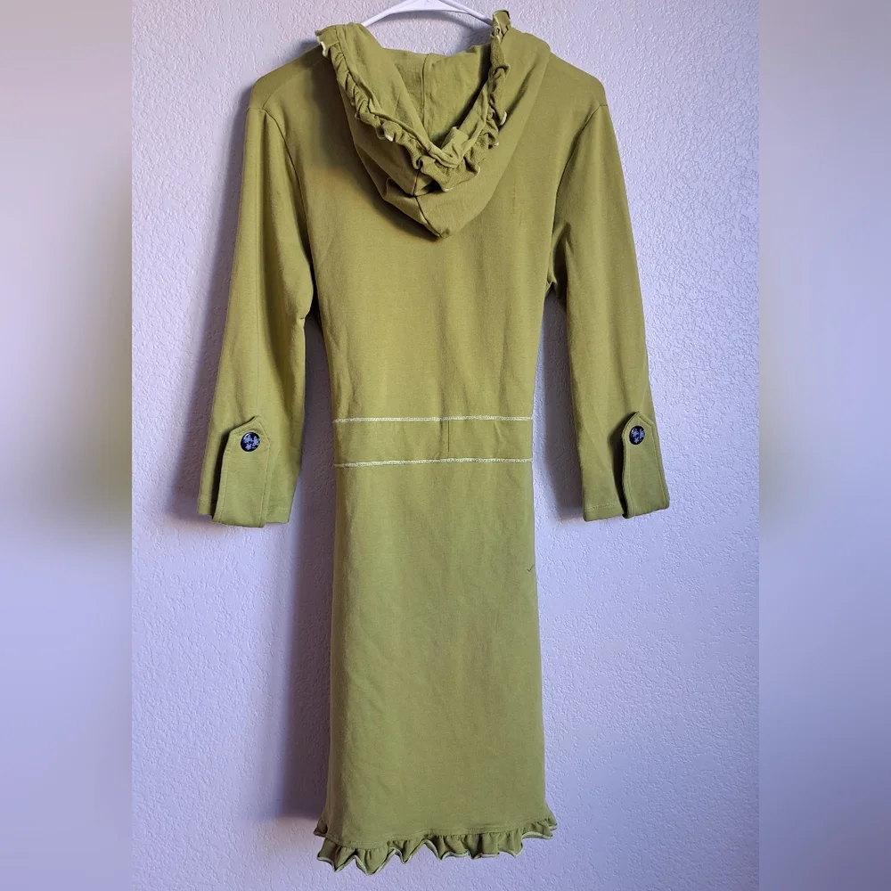 Matilda Jane Girls Green Ruffle Tie Waist Hooded Cardigan Jacket Size Large